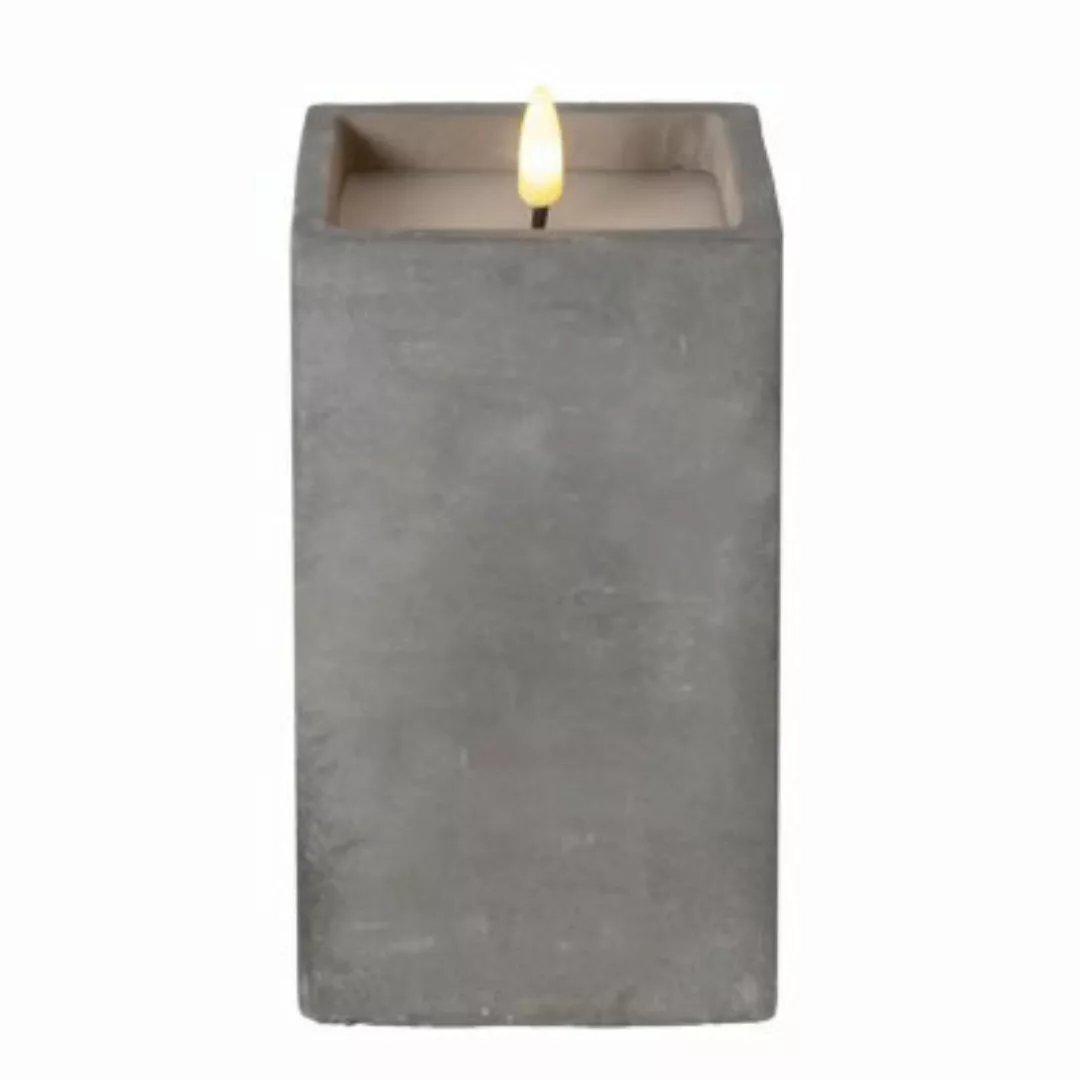 LED Kerze in Betonoptik Echtwachs flackernd H: 16,5cm grau günstig online kaufen