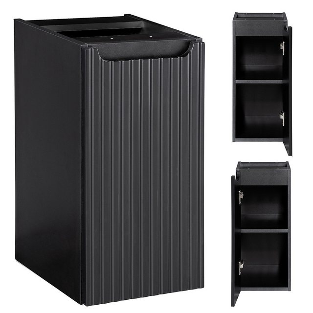 Lomadox Unterschrank NEWPORT-56-BLACK 30cm Badschrank schwarz, gerillte Fro günstig online kaufen