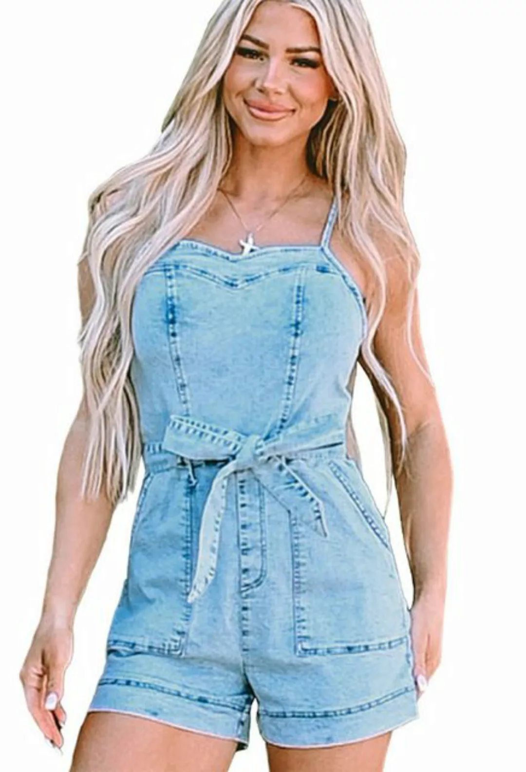 CHENIN 7/8-Overall Solid Colour Denim Jumpsuit für Damen (Modische Hundred günstig online kaufen