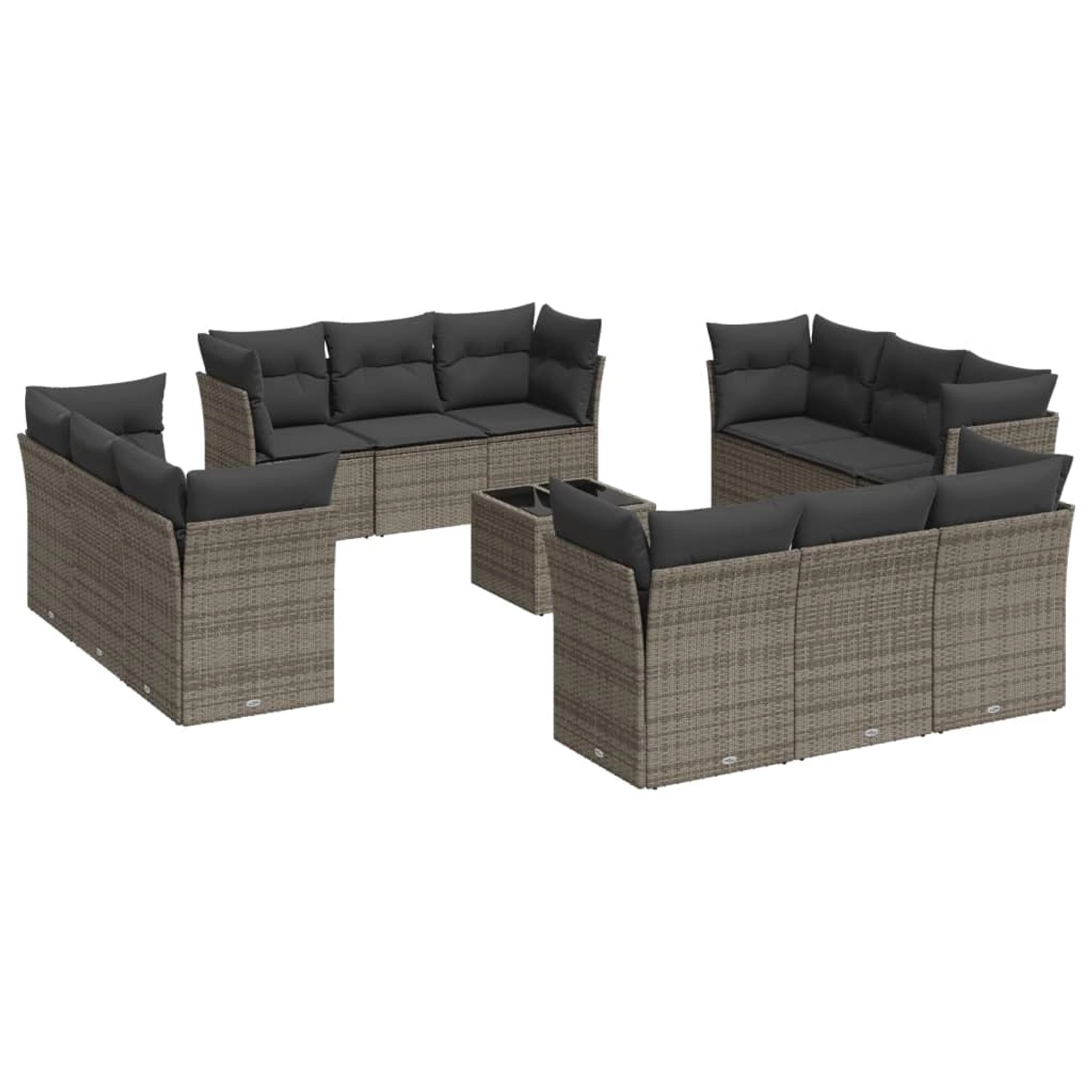 vidaXL 13-tlg Garten-Sofagarnitur mit Kissen Grau Poly Rattan Modell 15 günstig online kaufen