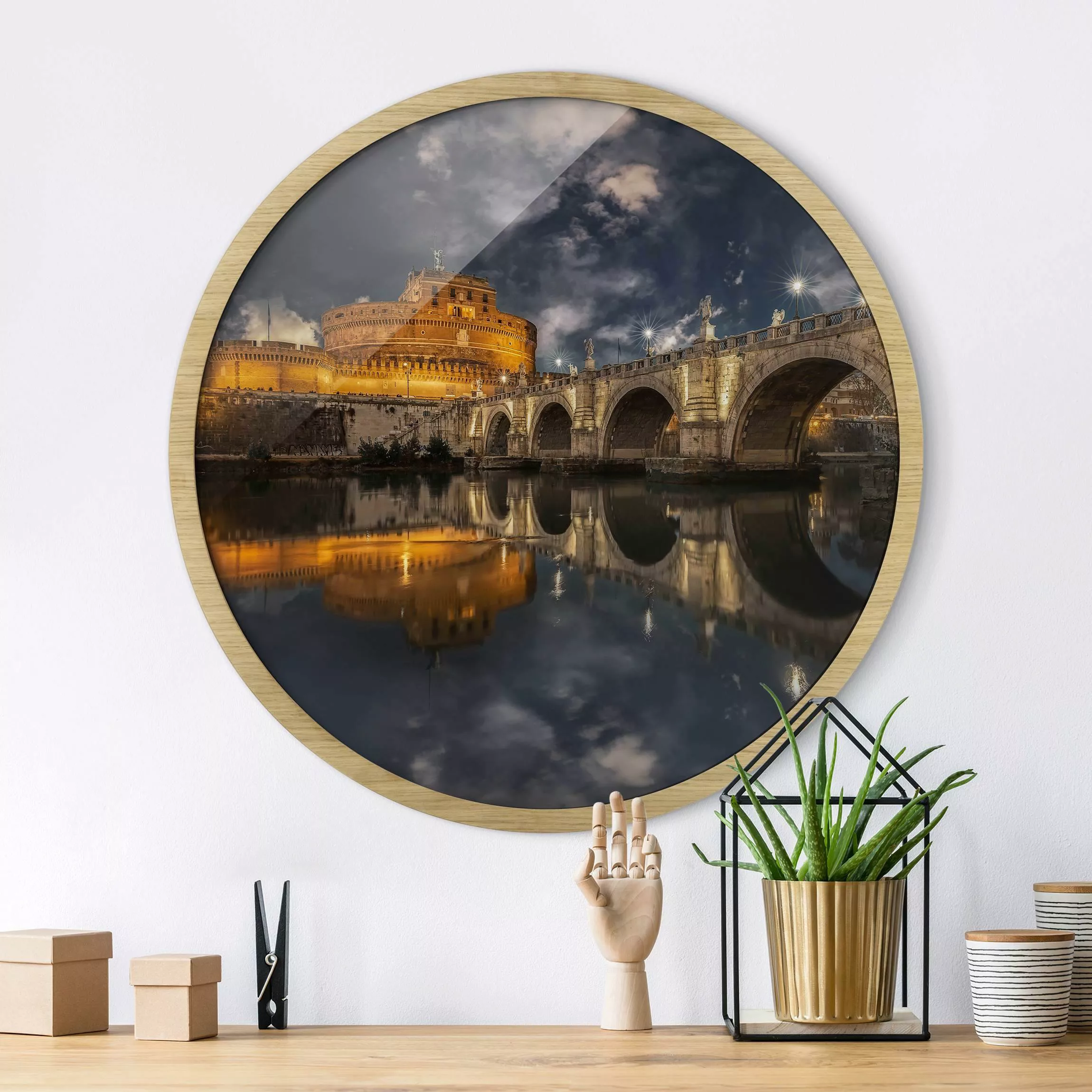 Rundes Gerahmtes Bild Ponte Sant'Angelo in Rom günstig online kaufen