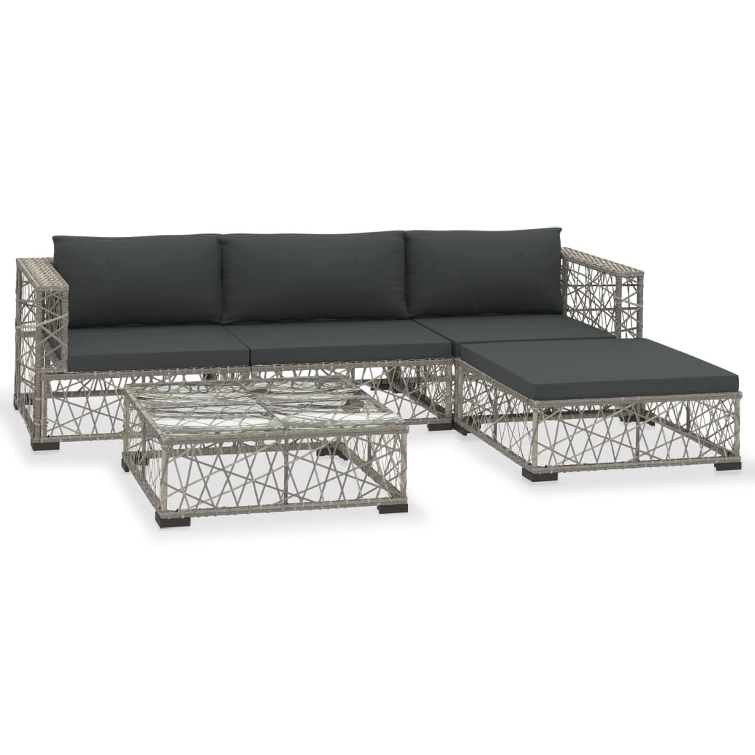 vidaXL 5-Tlg Garten-Lounge-Set mit Kissen Poly Rattan Grau 48303 günstig online kaufen