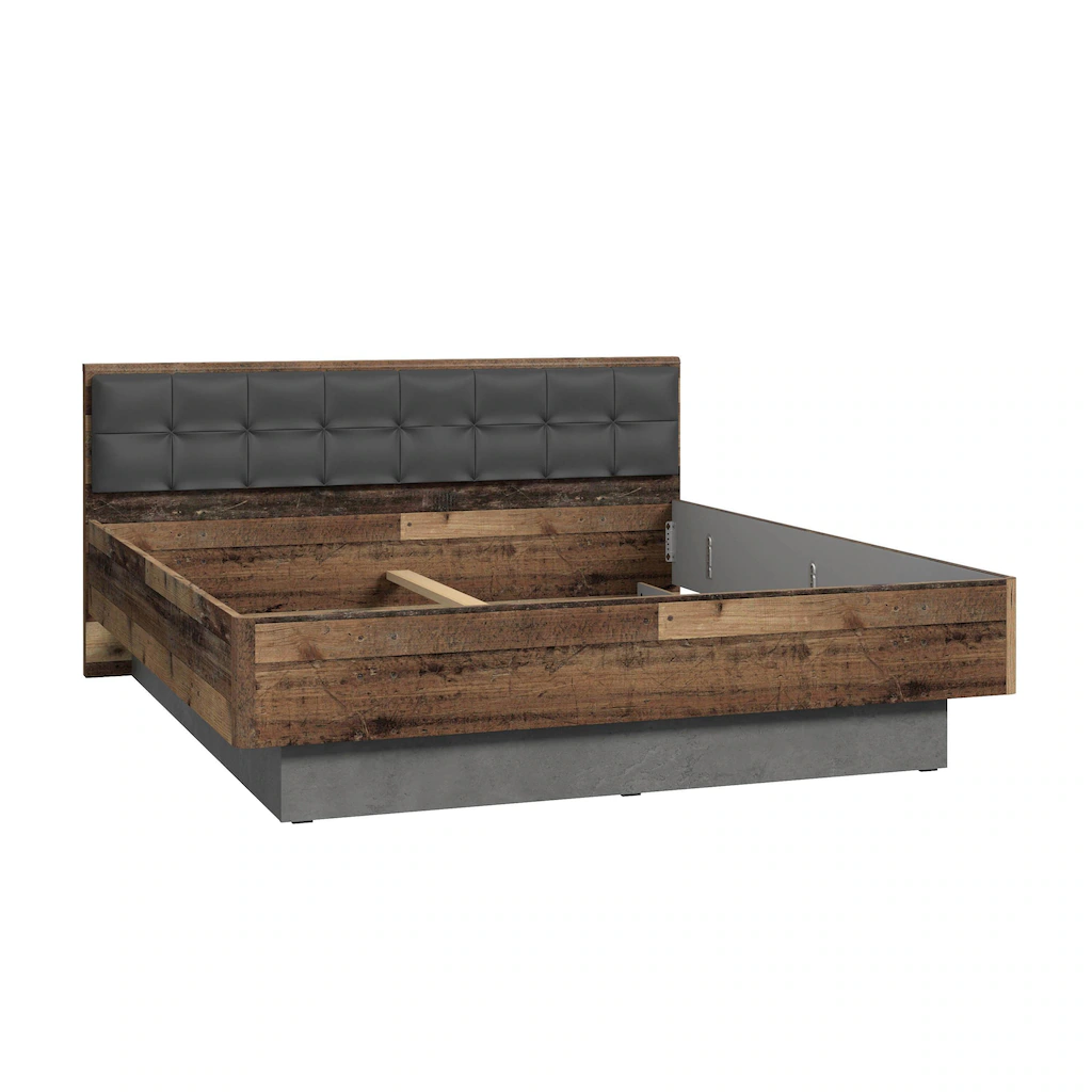 FORTE Futonbett "Clif, Bettanlage, Old – Wood Vintage, Betonoptik Dunkelgra günstig online kaufen