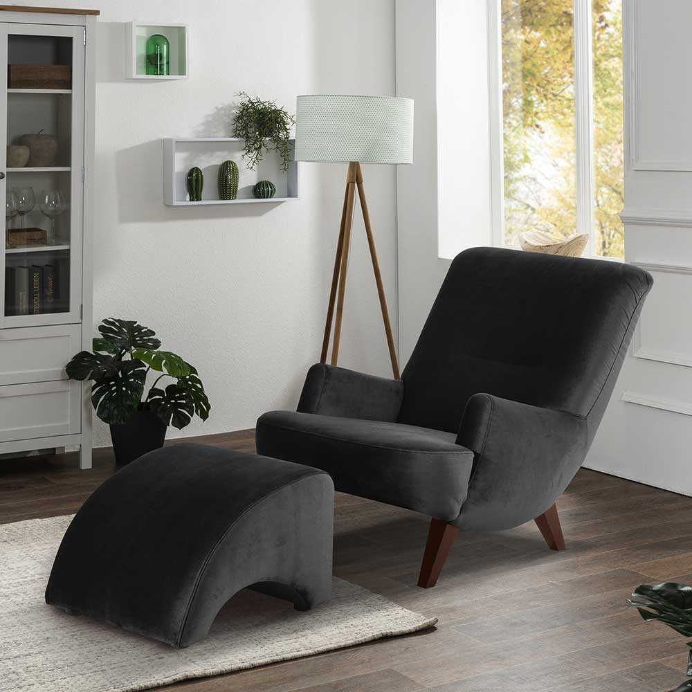 Komfortsessel schwarz modern aus Samtvelours das Wohnzimmer günstig online kaufen