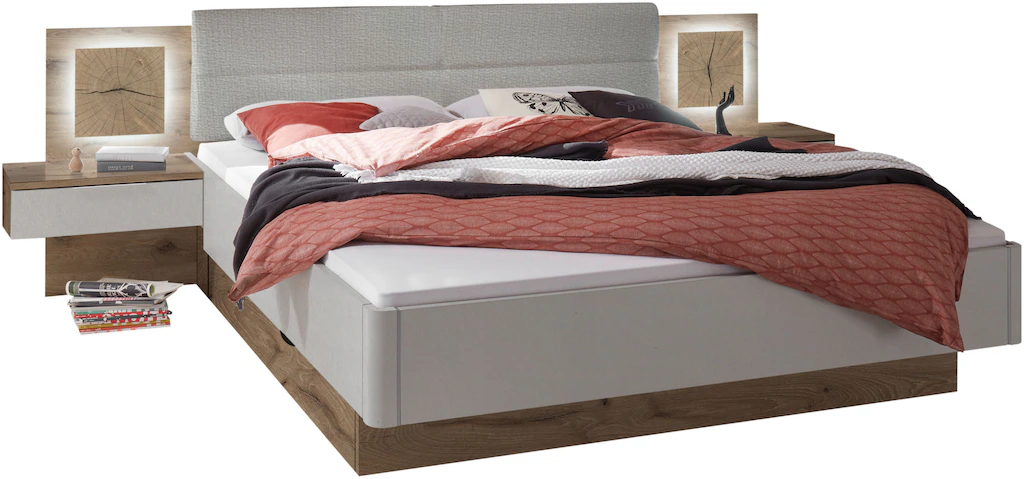 Schlafkontor Bettanlage "Sabino Bett mit 2 Nachtkommoden", Paneel inklusive günstig online kaufen