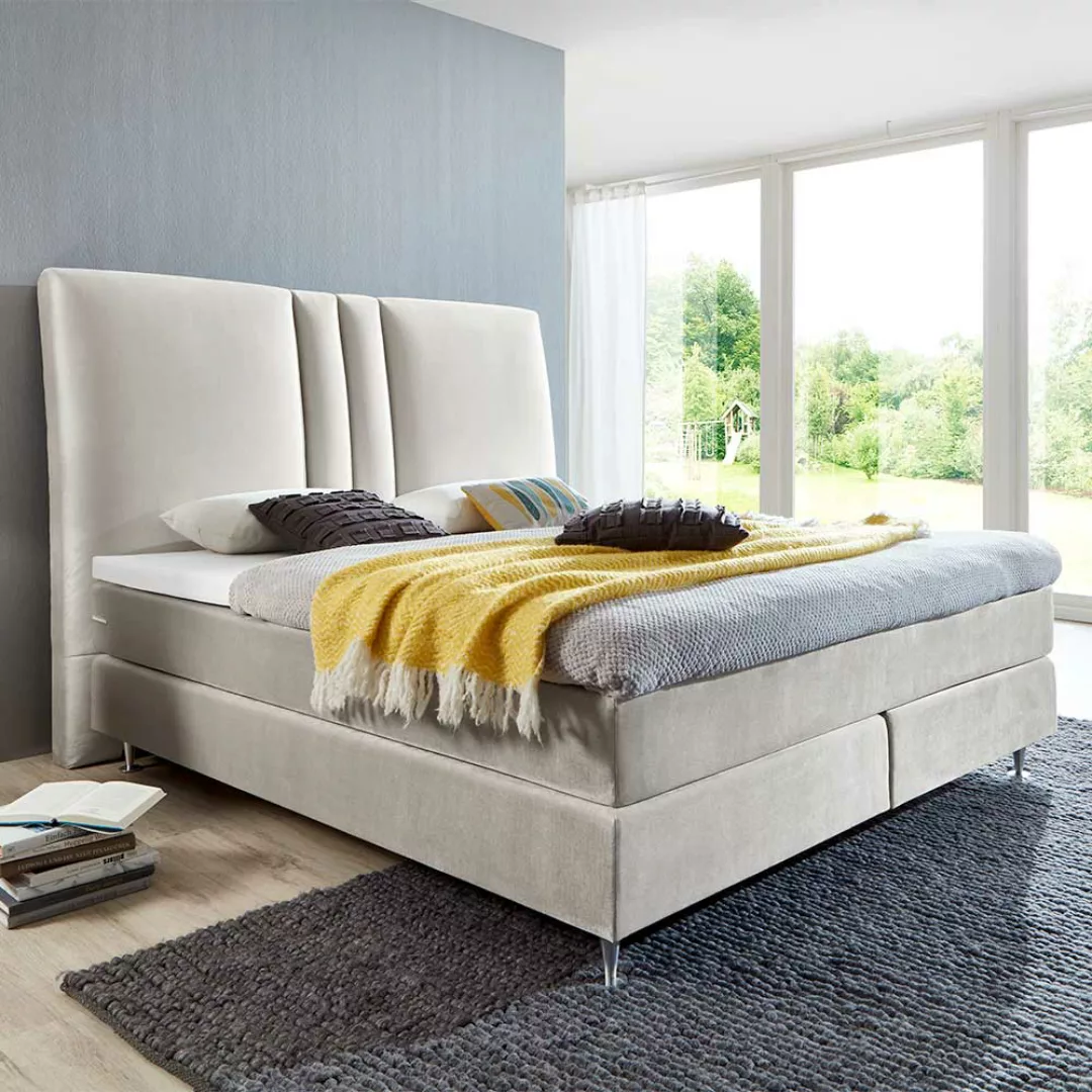 Boxspringbett in Creme Weiß Webstoff modern günstig online kaufen