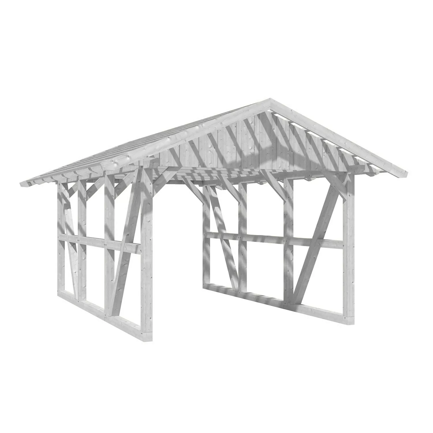 Skan Holz Carport Schwarzwald mit Dachlattung 424 x 600 cm Weiß günstig online kaufen