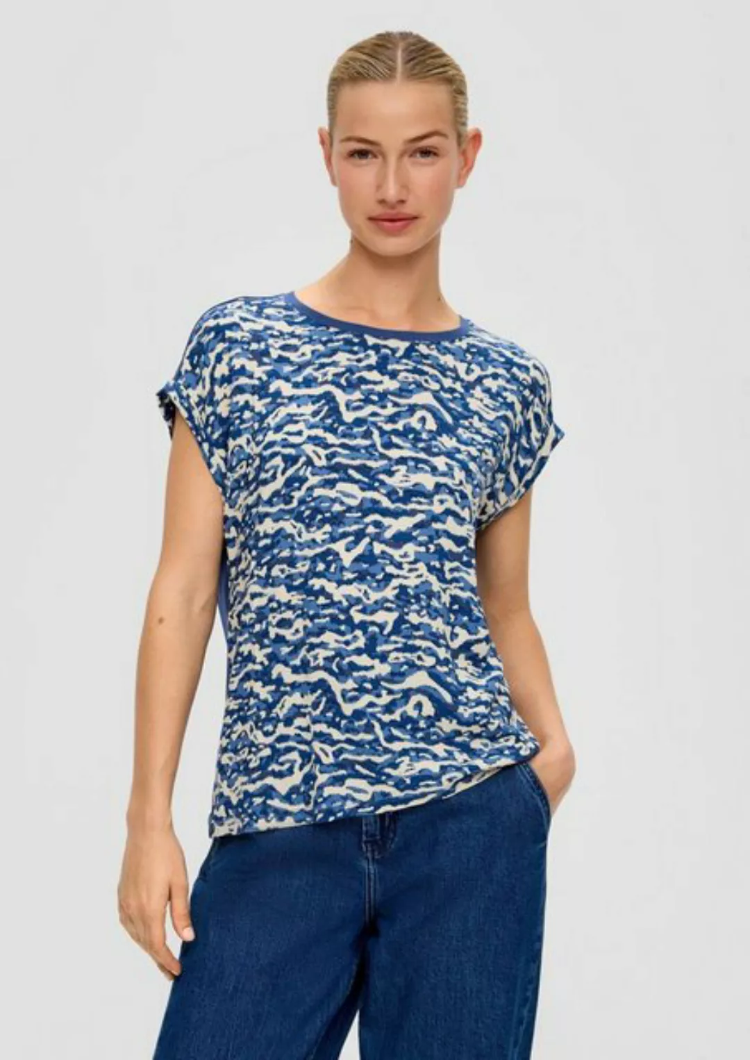 s.Oliver Kurzarmshirt Blusenshirt im Fabricmix günstig online kaufen