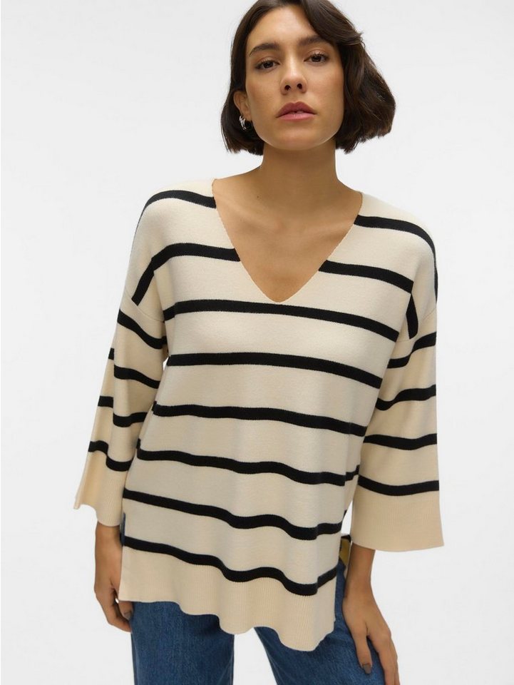 Vero Moda V-Ausschnitt-Pullover VMSABA 3/4 V-NCK STRIPE PULLOVER GA NOOS günstig online kaufen