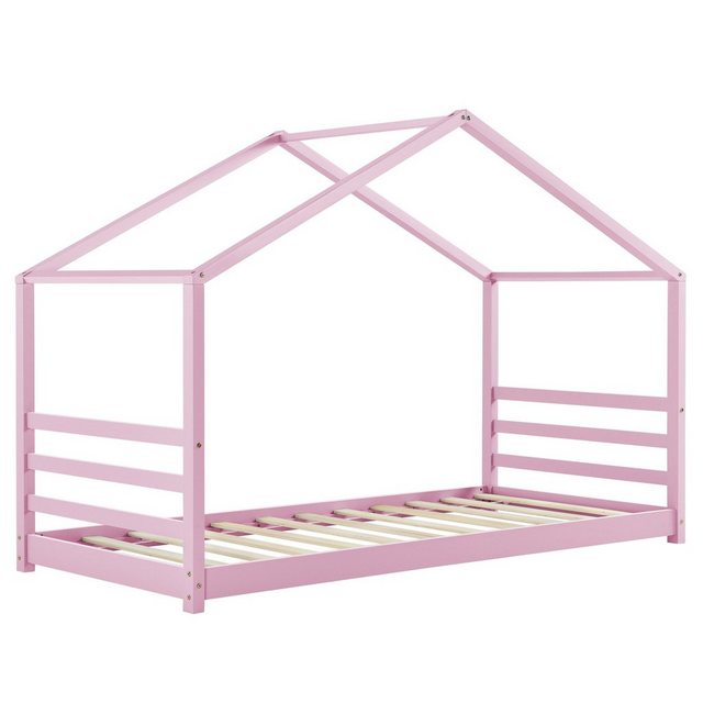 en.casa Kinderbett, »Vardø« Hausbett Jugendbett 90x200cm Kiefernholz rosa günstig online kaufen