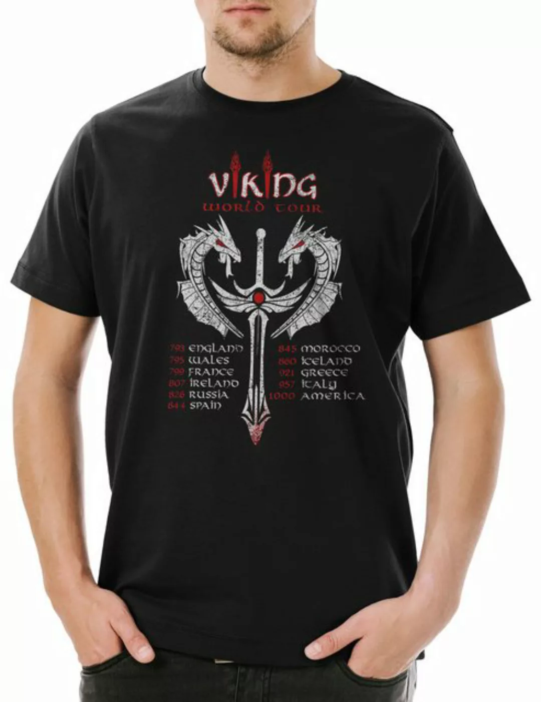 Urban Backwoods Print-Shirt Viking World Tour Herren T-Shirt Vikings Wiking günstig online kaufen