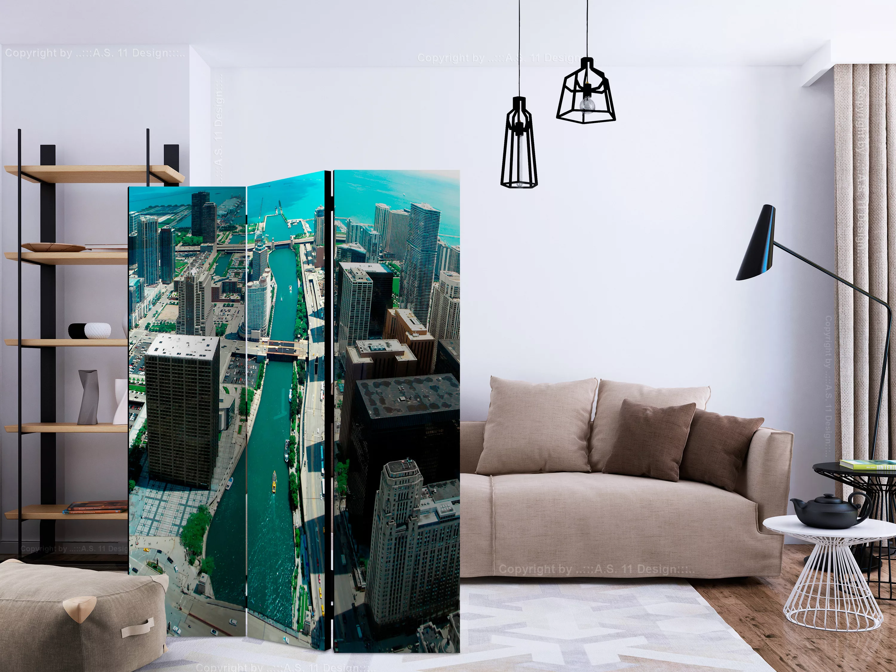 3-teiliges Paravent - Urban Architecture Of Chicago [room Dividers] günstig online kaufen