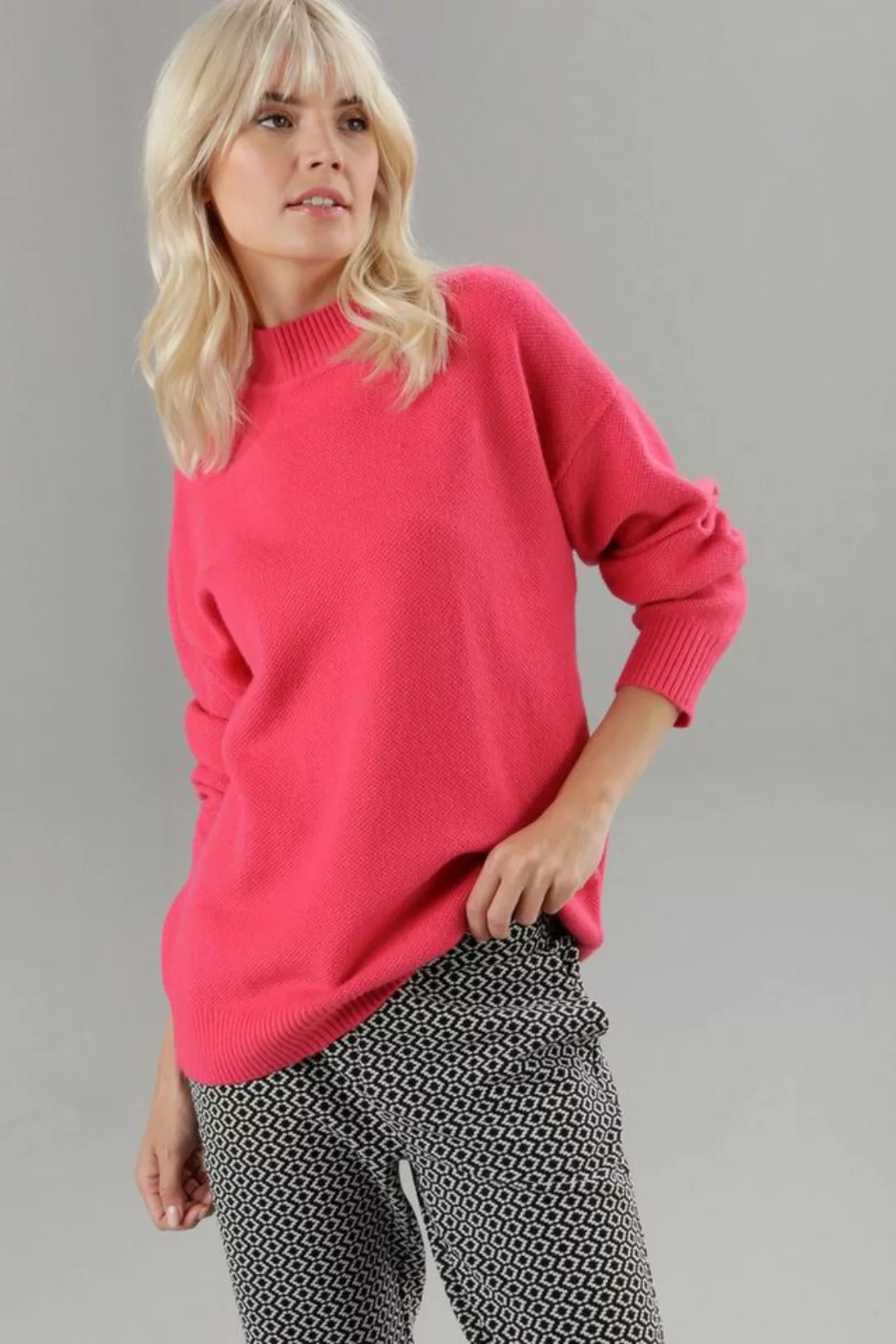 Aniston SELECTED Strickpullover, mit feinem Perlfangmuster günstig online kaufen