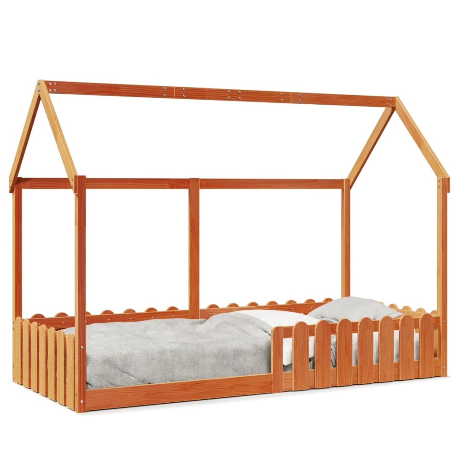 vidaXL Kinderbett Hausbett Wachsbraun 90x200 cm Kiefer2106523 günstig online kaufen