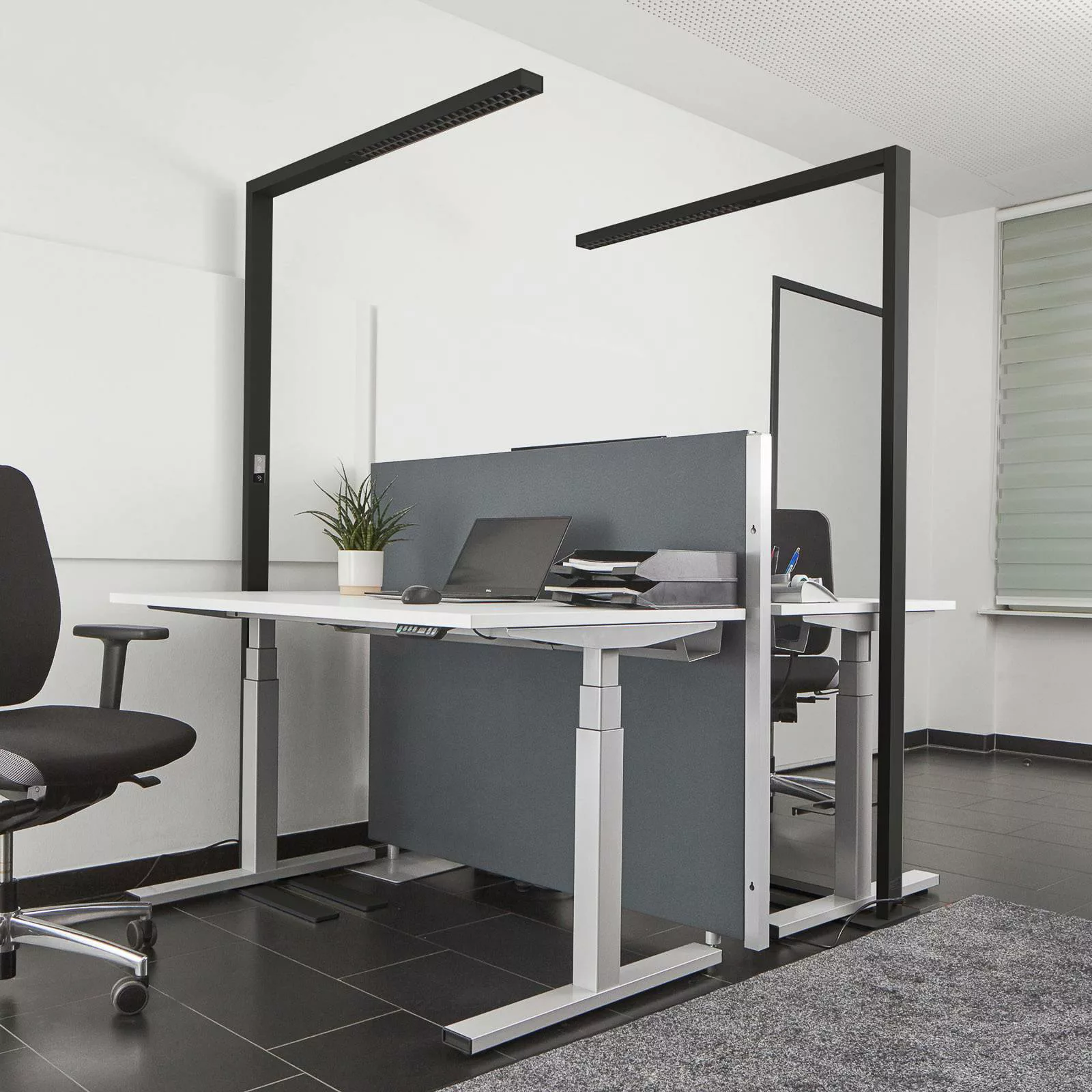 Arcchio LED-Büro-Stehlampe Jolinda, 2er-Set, schwarz, 4.000K günstig online kaufen