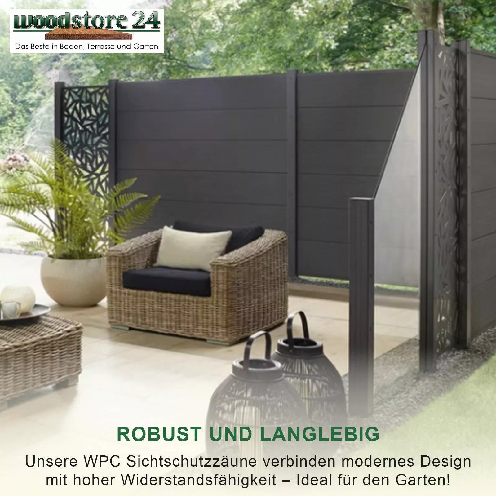 Woodstore24 Zaun WoodoZaun WPC Sichtschutzzaun gebürstete günstig online kaufen