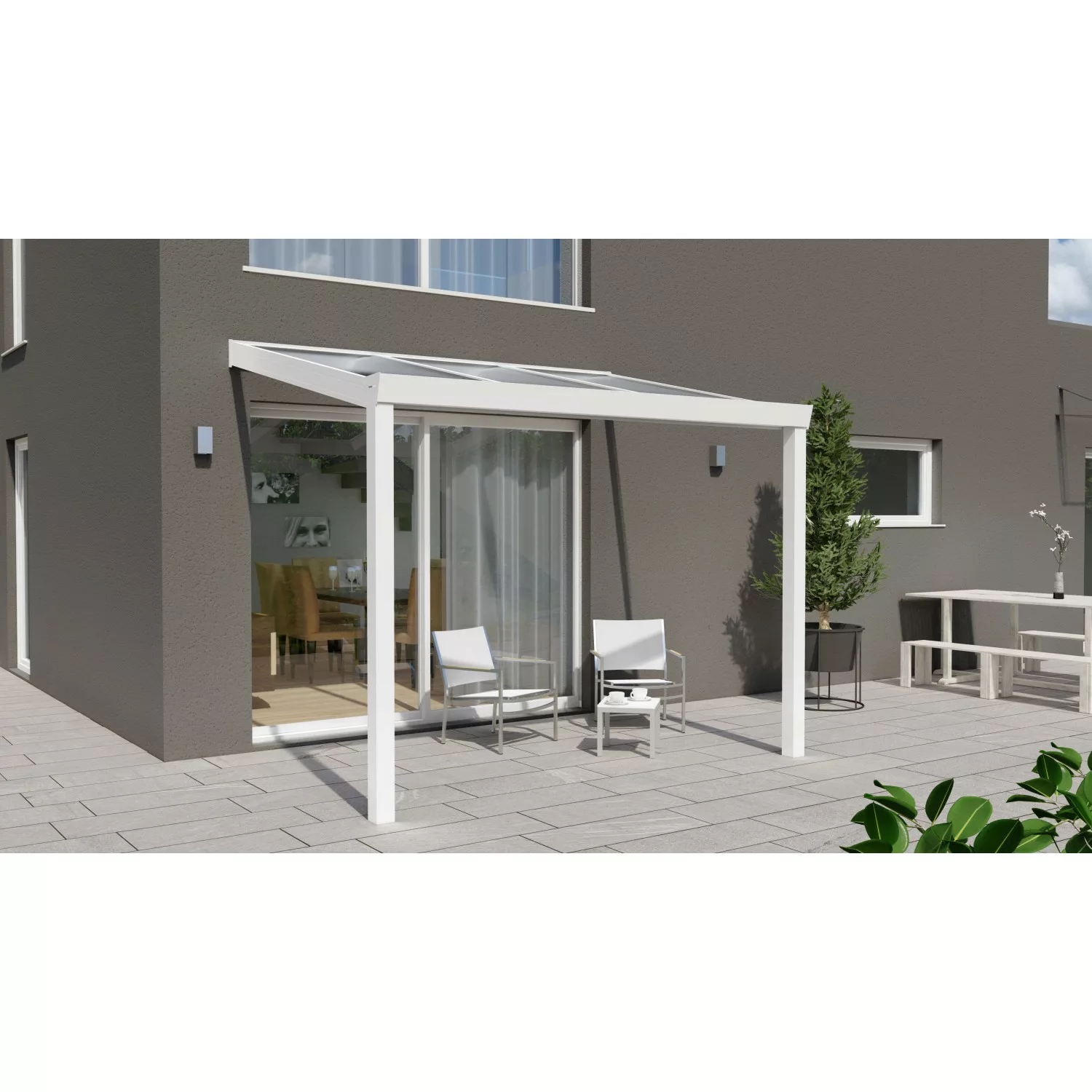 Terrassenüberdachung Professional 300 cm x 250 cm Weiß PC Klar günstig online kaufen