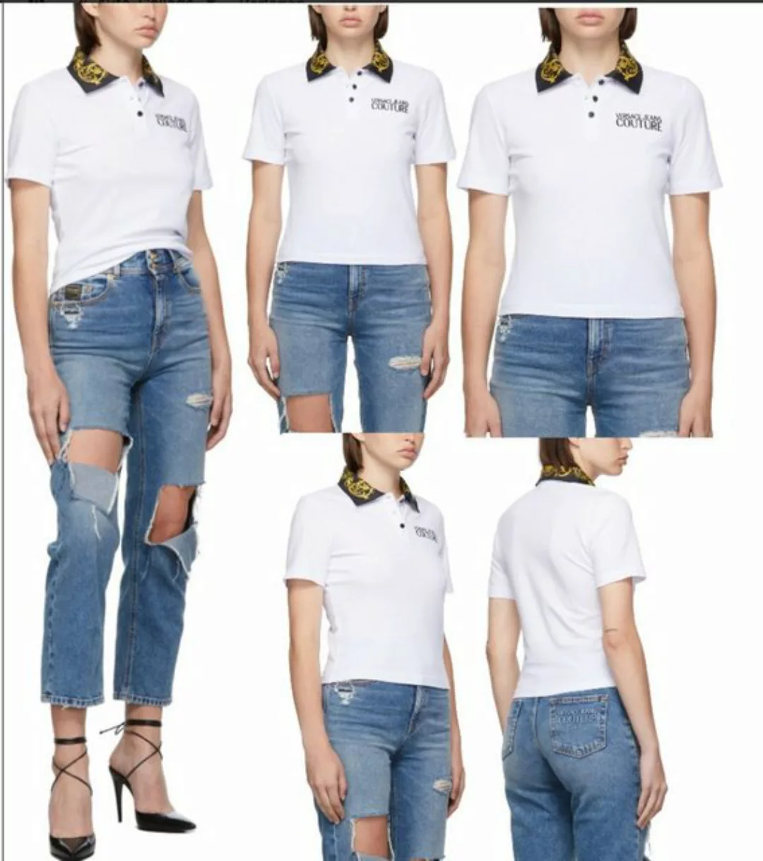 Versace T-Shirt VERSACE COUTURE BAROQUE COTTON PIQUET Polo-Shirt T-shirt Bl günstig online kaufen