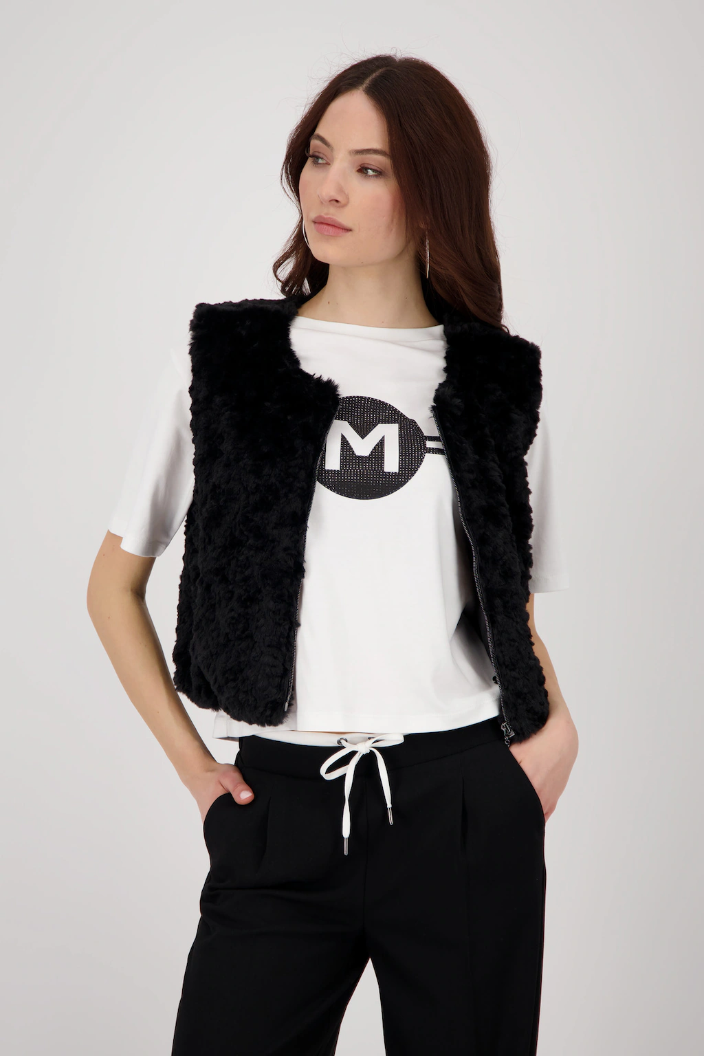 Monari Fellimitatweste "Weste fake fur", Mit Rundhalsausschnitt günstig online kaufen