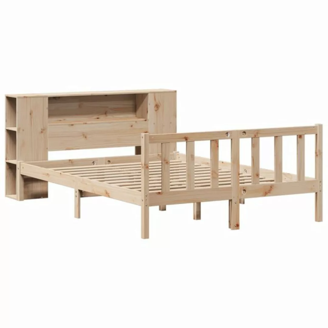 vidaXL Bett Massivholzbett mit Regal ohne Matratze 135x190 cm Kiefernholz günstig online kaufen