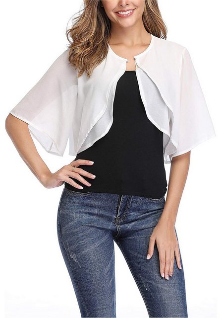 Zoclack Bolero Chiffon Halbarm Front öffnen Strickjacke im Vokuhila Style günstig online kaufen