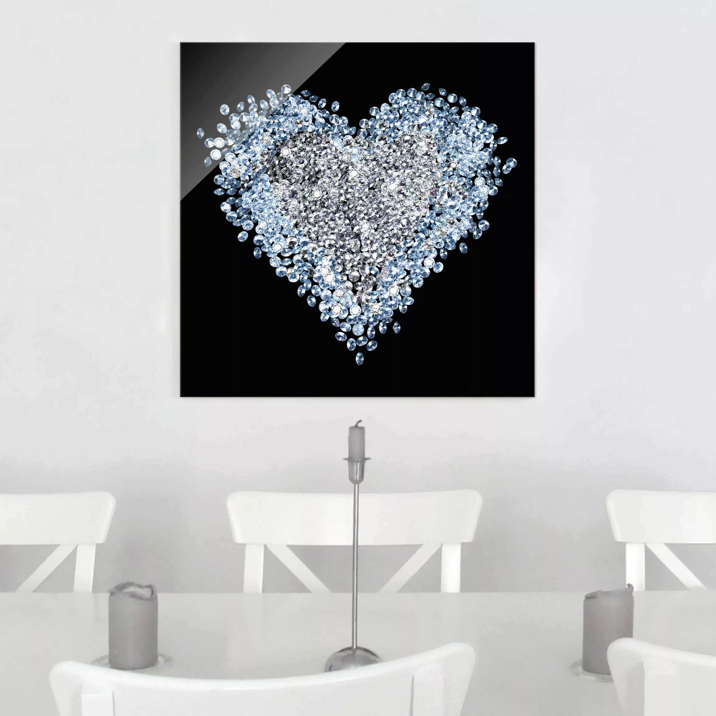 Glasbild - Quadrat Diamant Herz günstig online kaufen