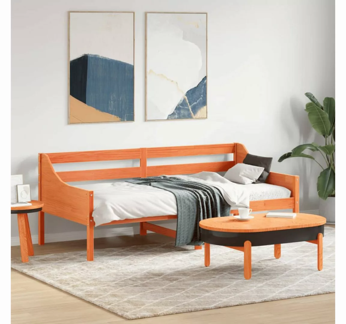 vidaXL Bett Tagesbett Wachsbraun 75x190 cm Massivholz Kiefer günstig online kaufen