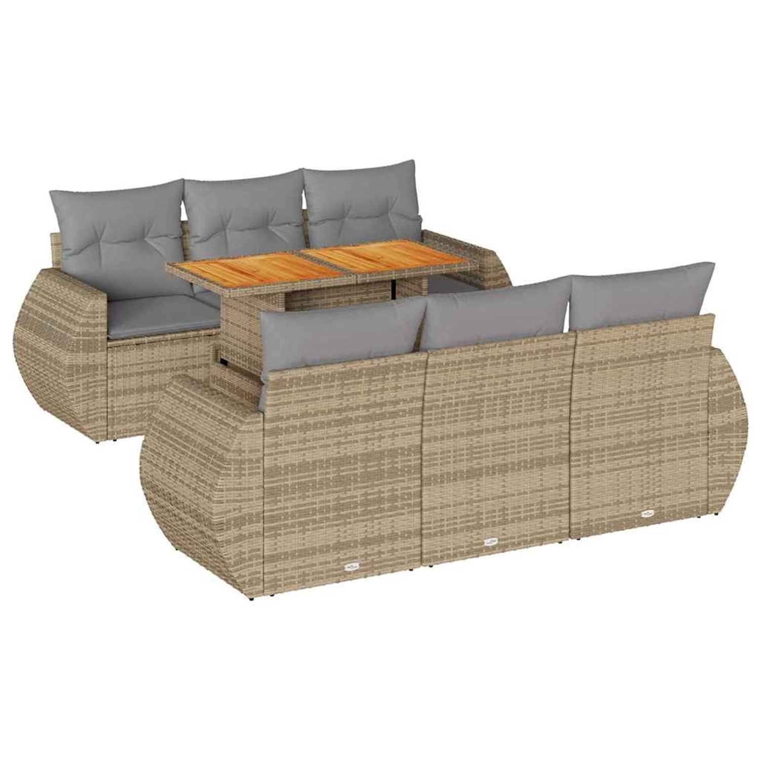 vidaXL 7-Tlg Garten-Sofagarnitur mit Kissen Beige Poly Rattan 3327223 günstig online kaufen