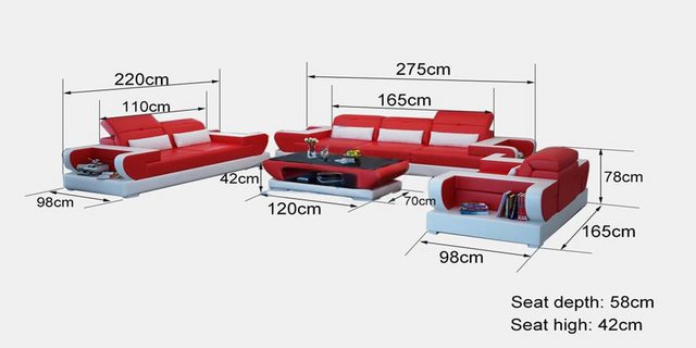 Xlmoebel Sofa Modernes Sofa-Set aus Leder mit USB-Anschluss, bestehend aus günstig online kaufen