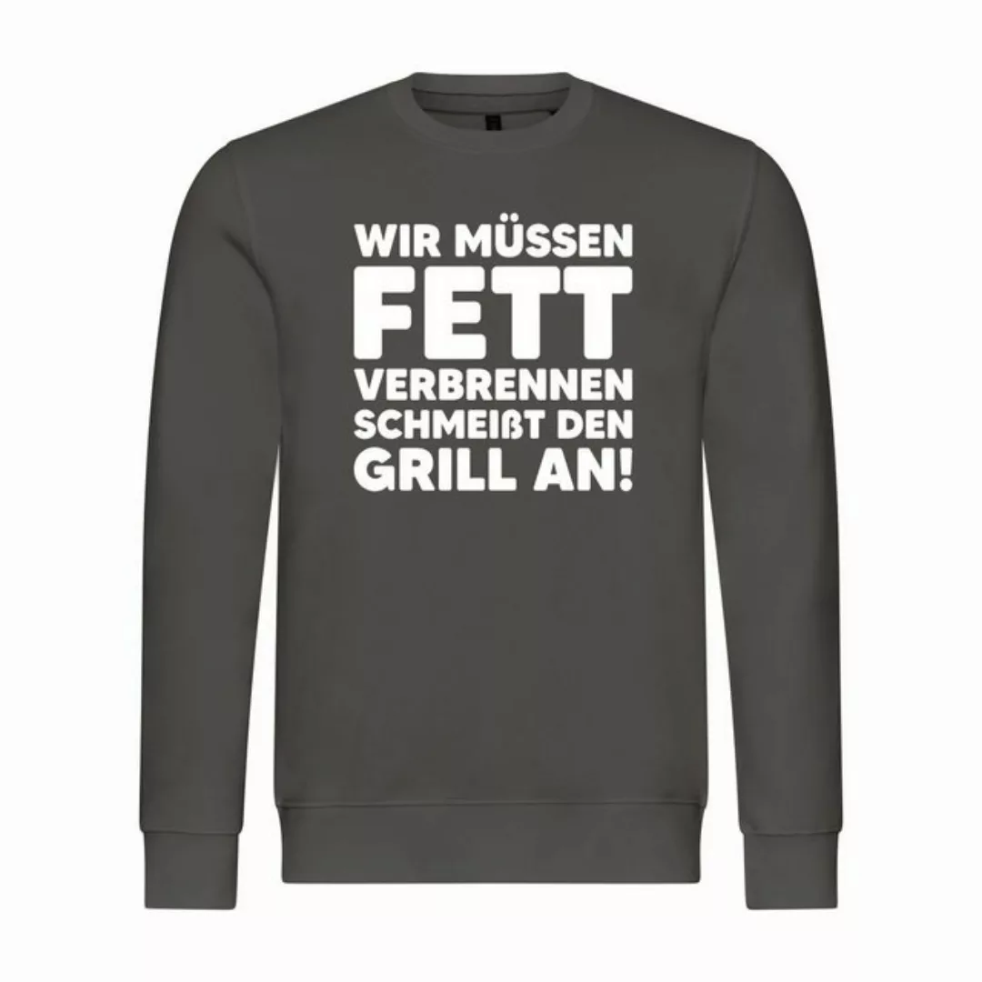 deinshirt Rundhalspullover Herren Sweatshirt Wir müssen Fett verbrennen sch günstig online kaufen