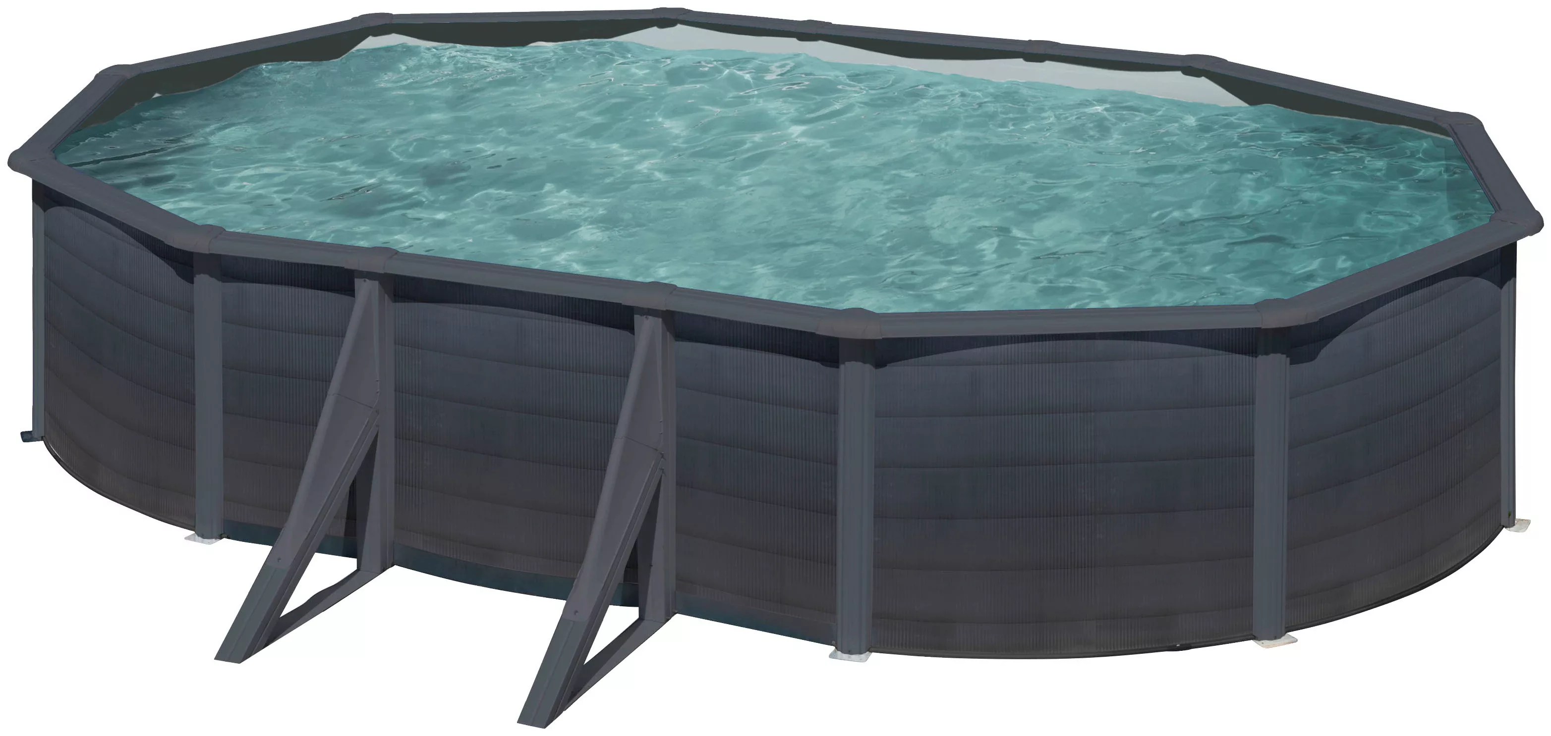 Gre Stahlwand-Pool Kea 610 cm x 375 cm x 120 cm Oval Graphit günstig online kaufen