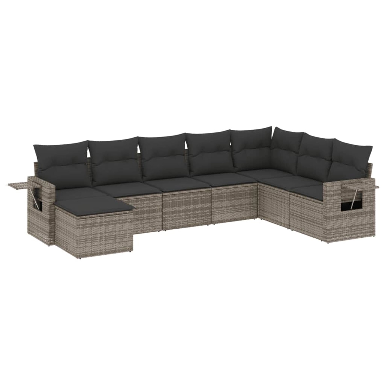 vidaXL 8-tlg Garten-Sofagarnitur mit Kissen Grau Poly Rattan Modell 128 günstig online kaufen