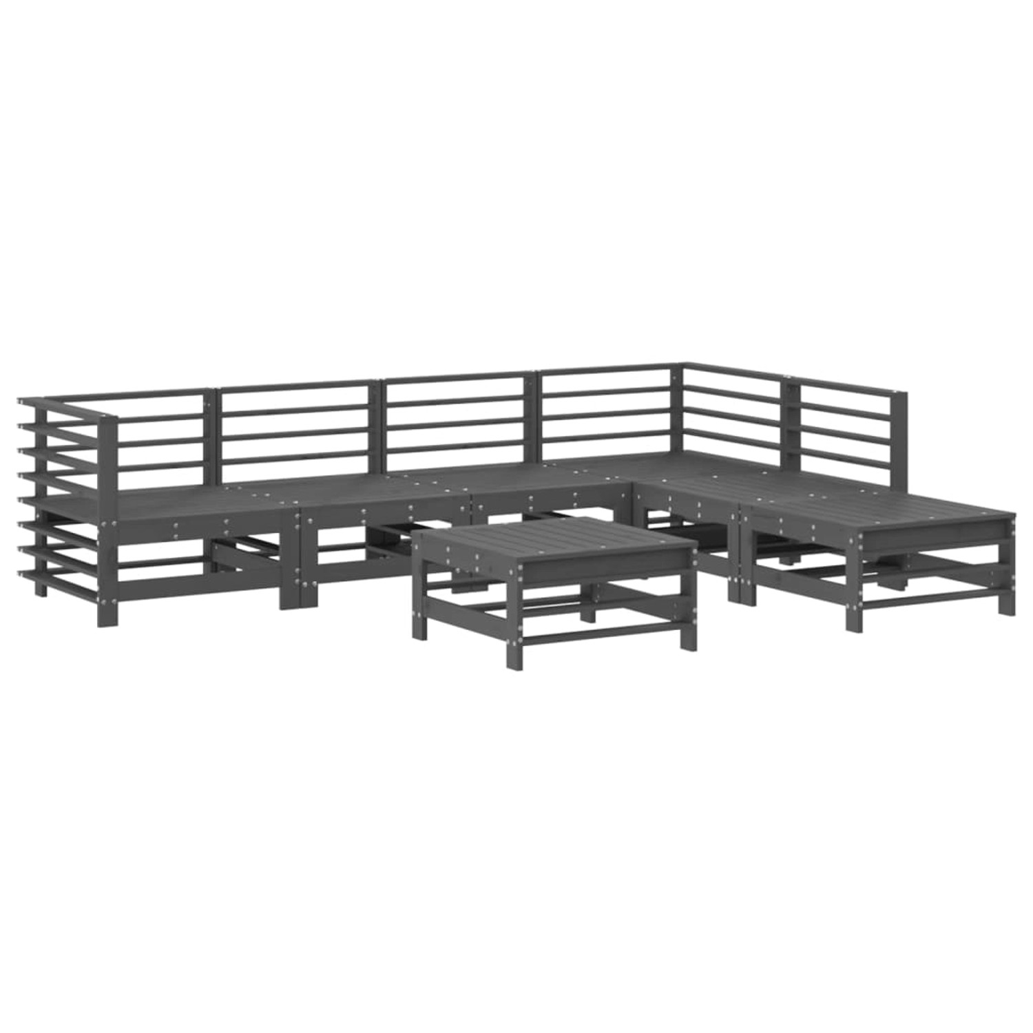 vidaXL 7-tlg Garten-Lounge-Set Grau Massivholz Kiefer Modell 22 günstig online kaufen