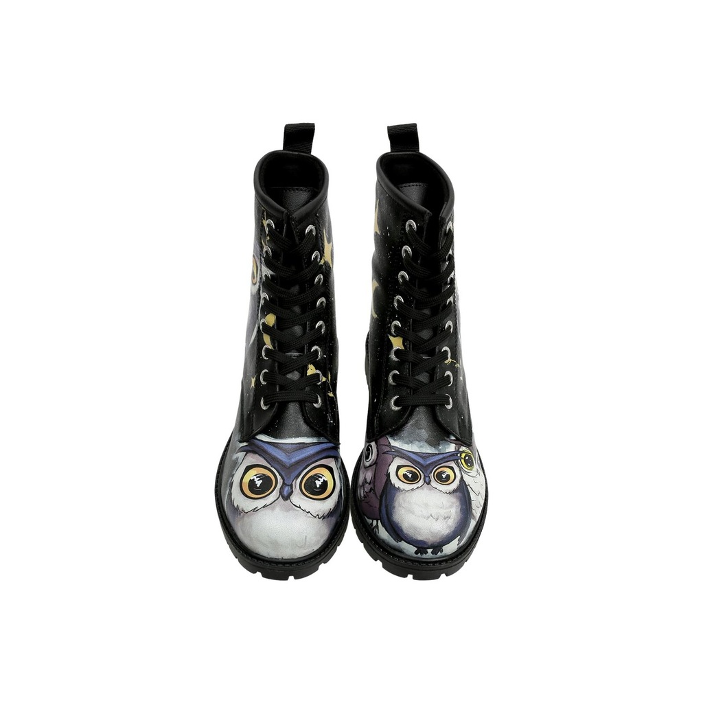 DOGO Schnürboots "Longe Boots Schnürstiefel Owls Family Black Damen Stiefel günstig online kaufen