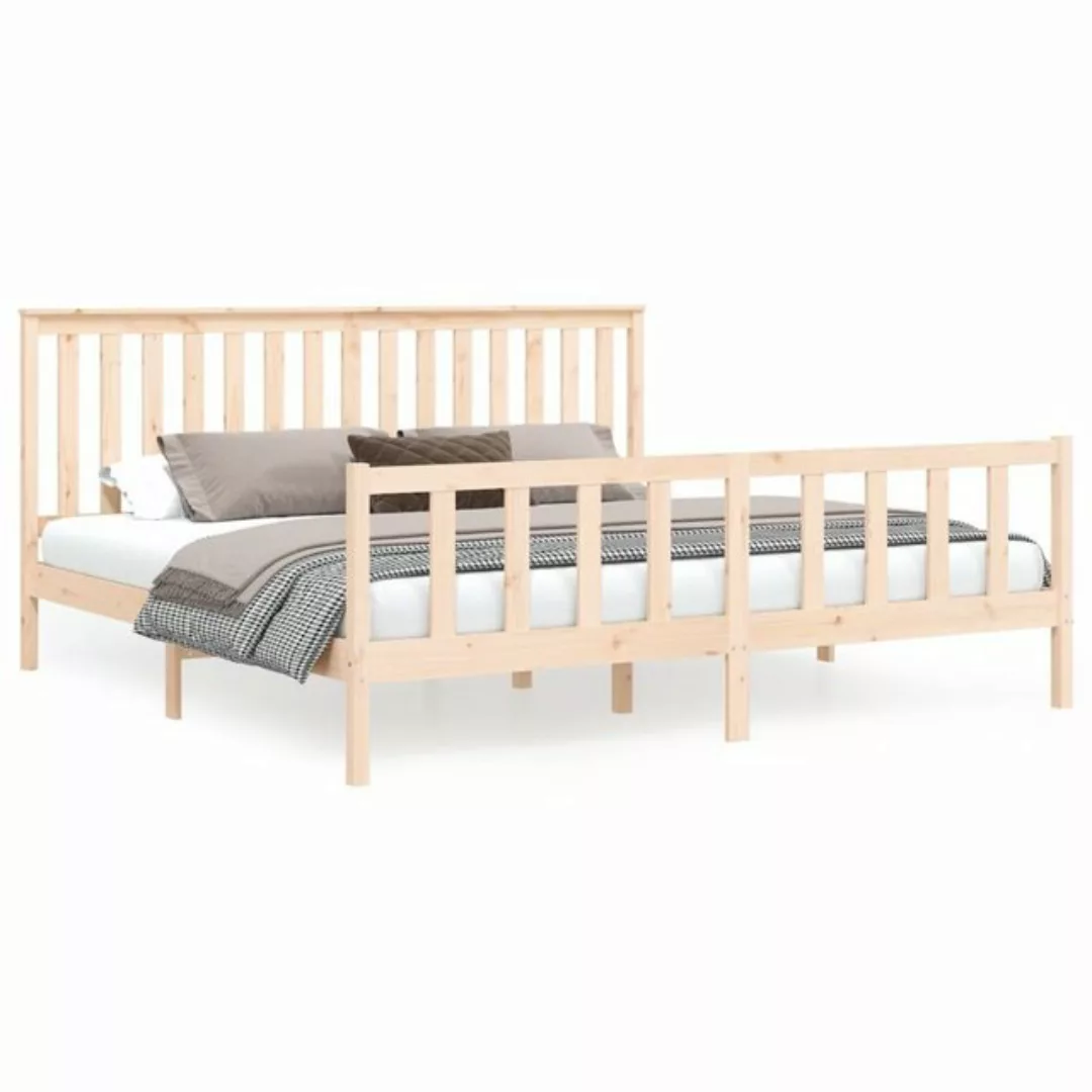 vidaXL Bettgestell Massivholzbett mit Kopfteil 180x200 cm Kiefer Bett Bettg günstig online kaufen