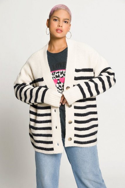 Studio Untold Strickjacke Strickjacke oversized Patentstrick Bretonstreifen günstig online kaufen