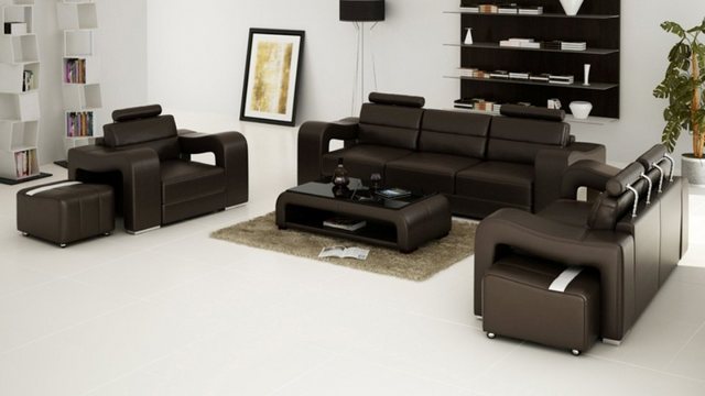 JVmoebel Sofa Ledersofa Couch Wohnlandschaft 3+2+1 Sitzer Modern Sofa, Made günstig online kaufen