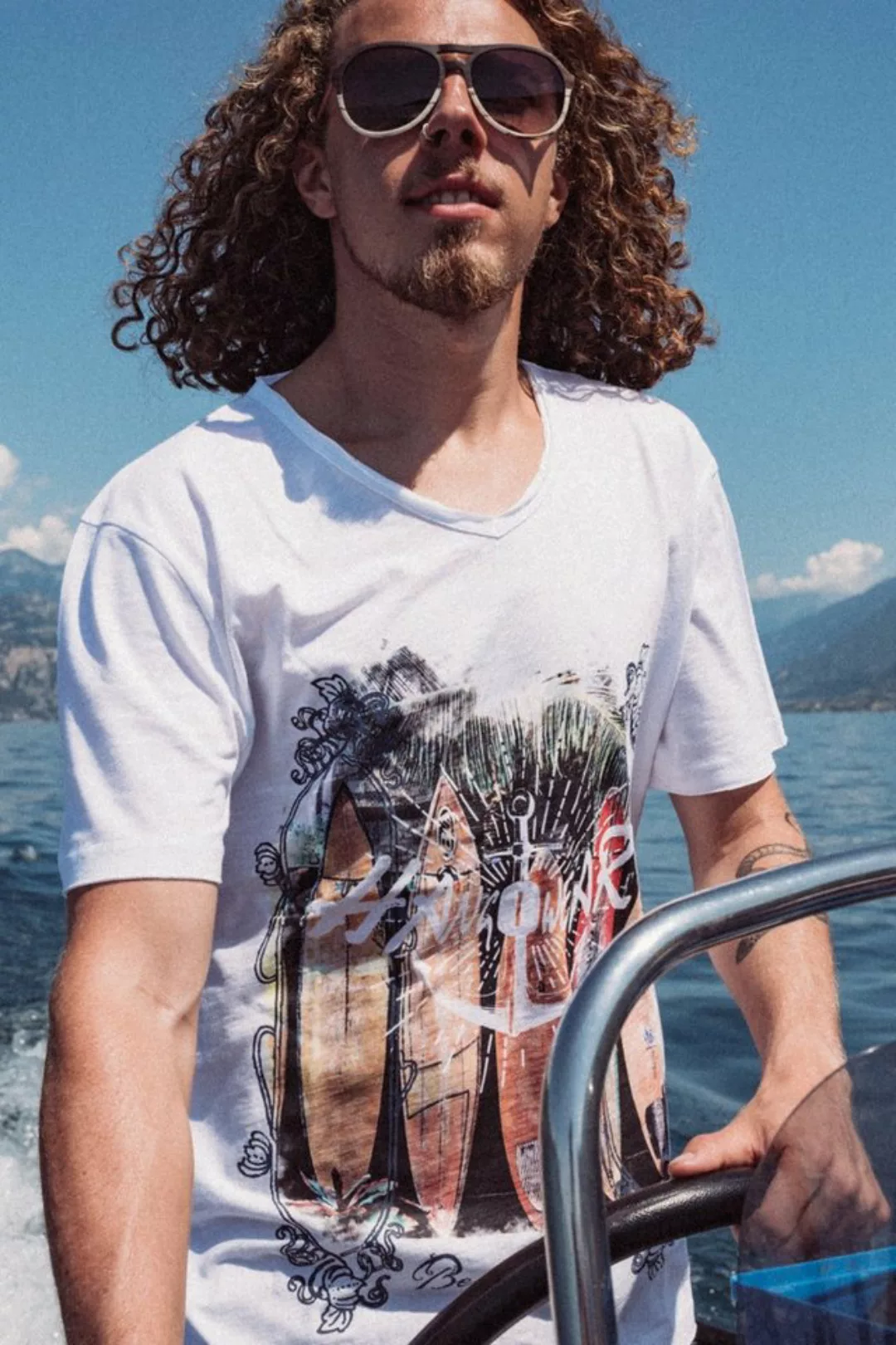 Hangowear Trachtenshirt Shirt Herren - BEACH PLEASE - weiß günstig online kaufen
