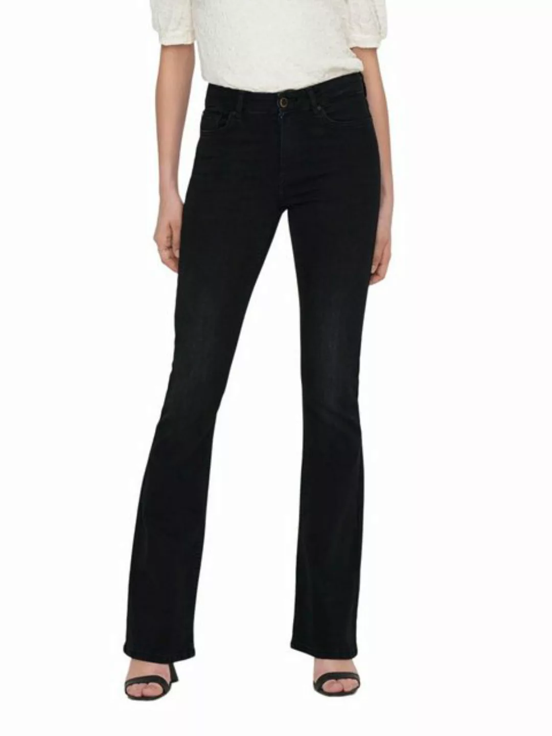 Only Damen Jeans ONLBLUSH MID FLARED TAI1099 Schwarz - Washed Black günstig online kaufen