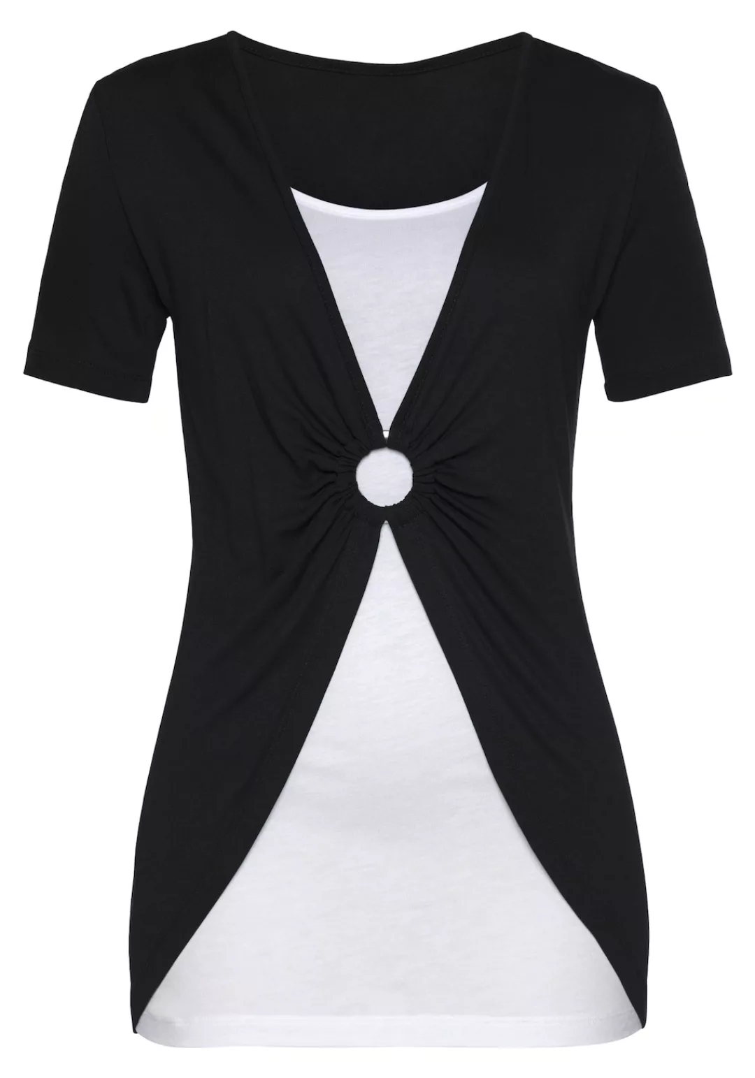 Vivance 2-in-1-Shirt mit Ringdetail vorne, T-Shirt, Kurzarmshirt, lockere P günstig online kaufen