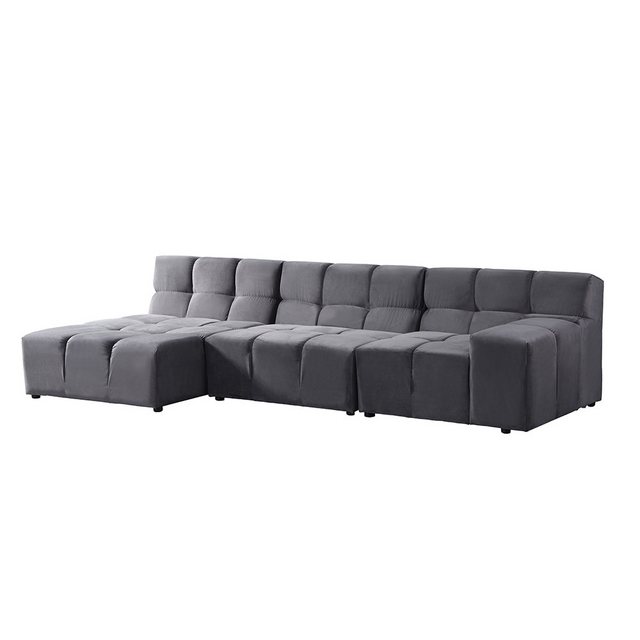 HOME DELUXE Sofa ORLENA - 306 x 75 x 148 cm, Links Anthrazit, Ecksofa, Samt günstig online kaufen