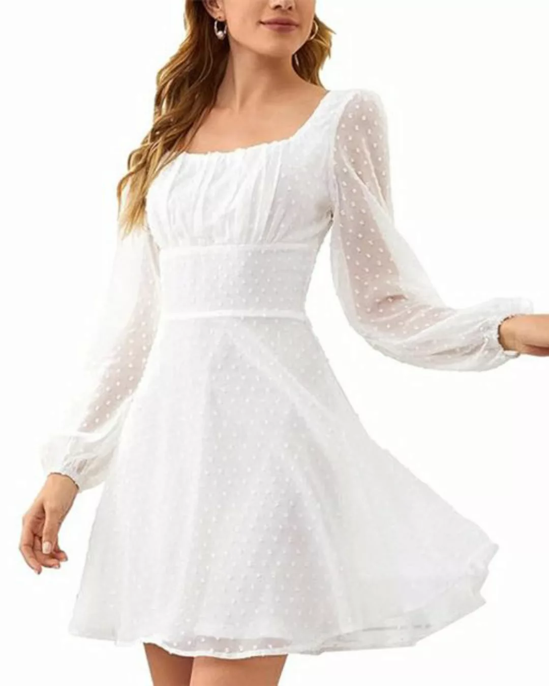 B.X A-Linien-Kleid Damen Minikleid Polka Dots Square Punkten elegantes Vola günstig online kaufen