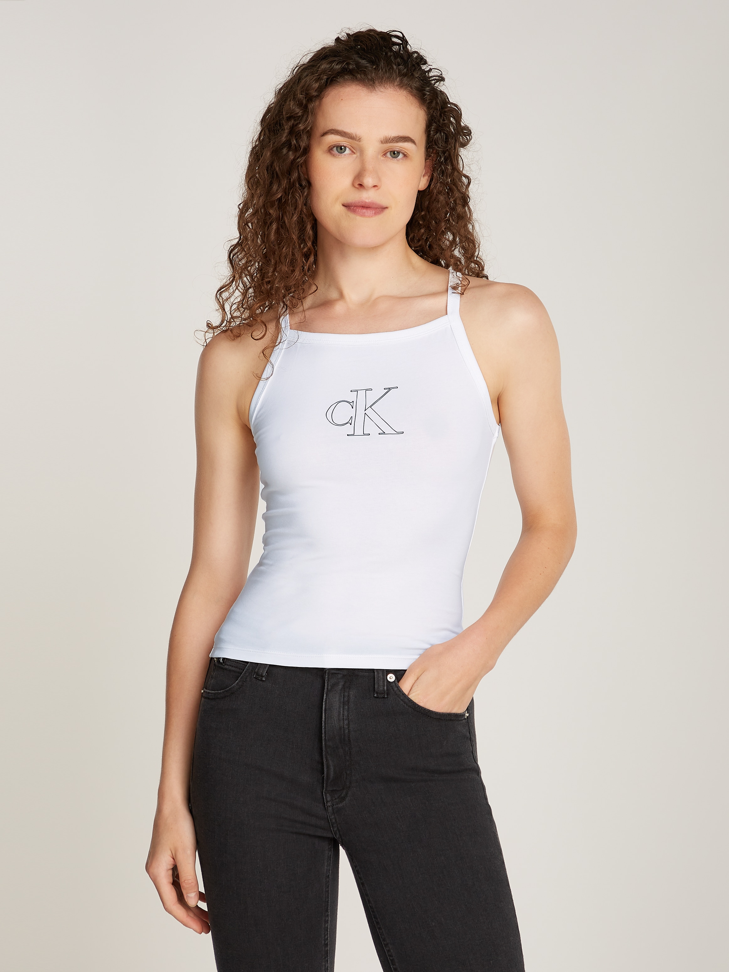 Calvin Klein Jeans Spaghettitop "OUTLINED CK STRAPPY TANK", mit Markenlabel günstig online kaufen