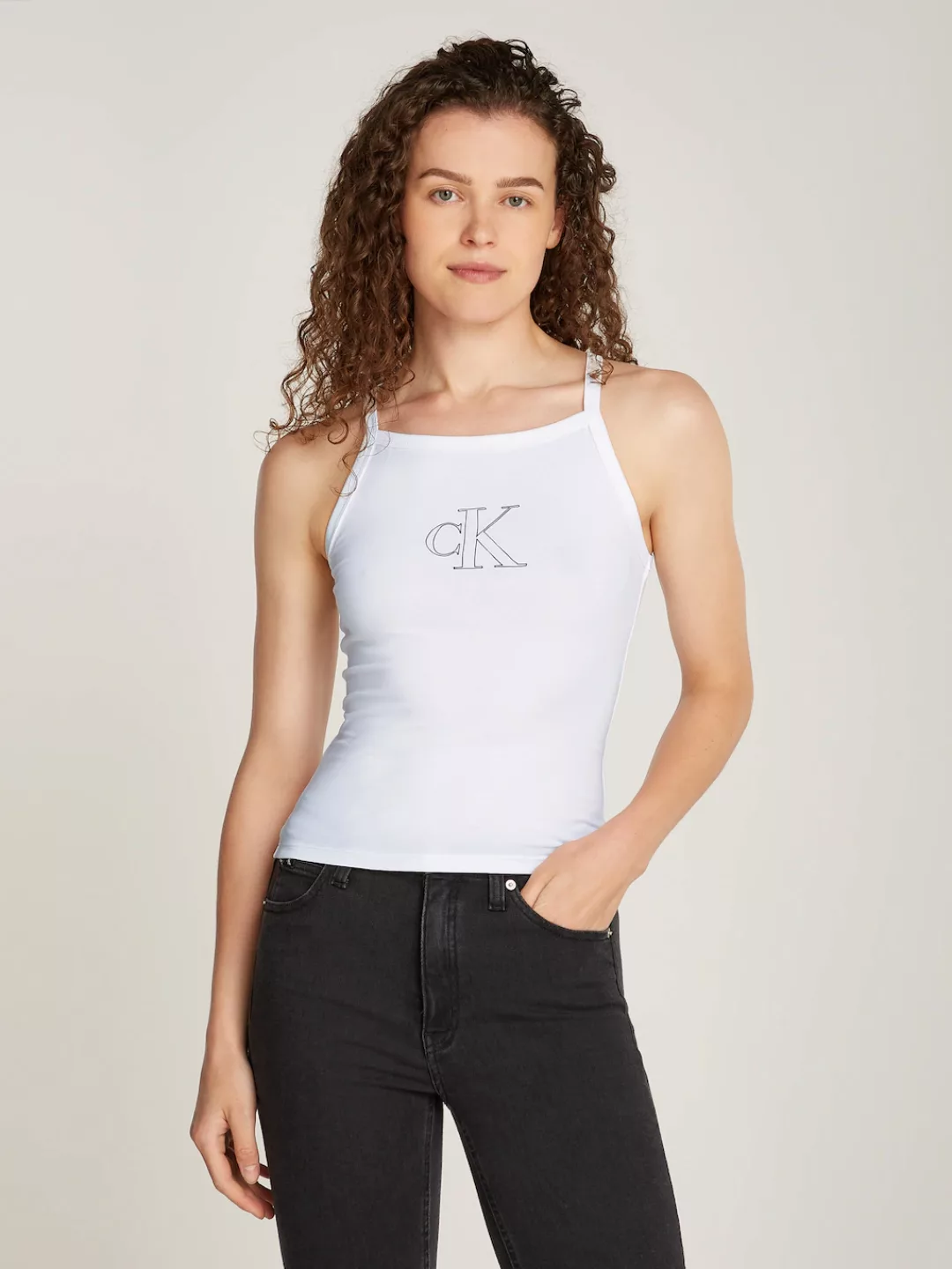 Calvin Klein Jeans Spaghettitop OUTLINED CK STRAPPY TANK mit Markenlabel günstig online kaufen