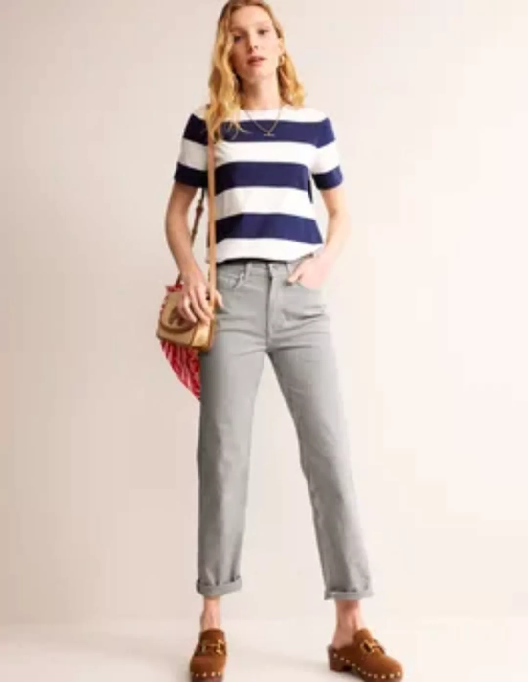 Mittelhohe Jeans mit schmalem Bein Damen Boden, Streifen günstig online kaufen