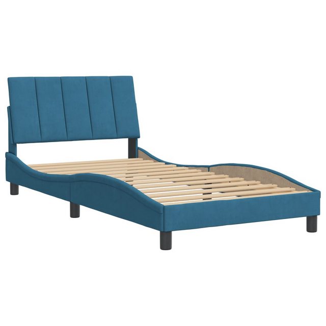 vidaXL Bett Bettgestell mit Kopfteil Blau 100x200 cm Samt günstig online kaufen