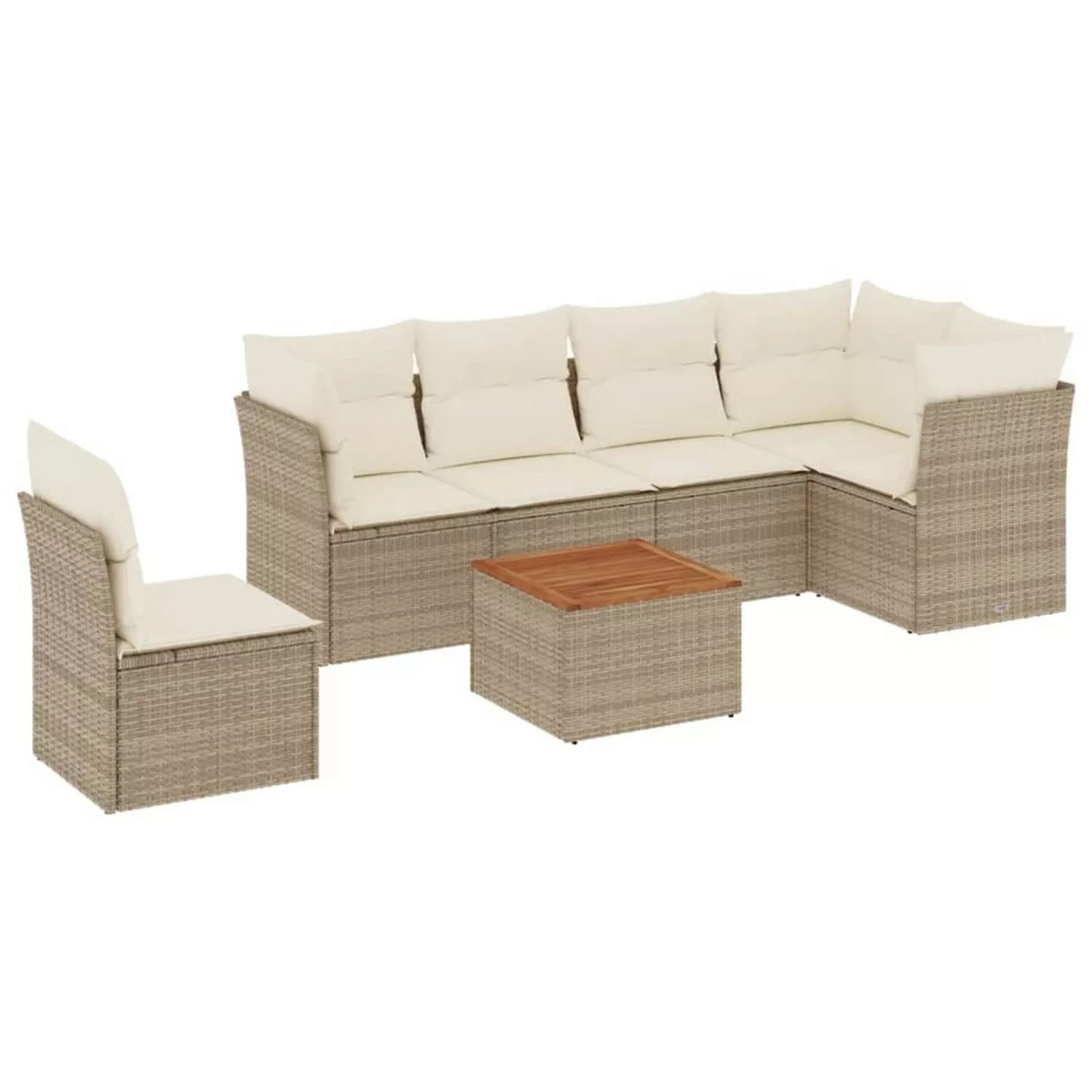 vidaXL 7-tlg Garten-Sofagarnitur mit Kissen Beige Poly Rattan Modell 89 günstig online kaufen