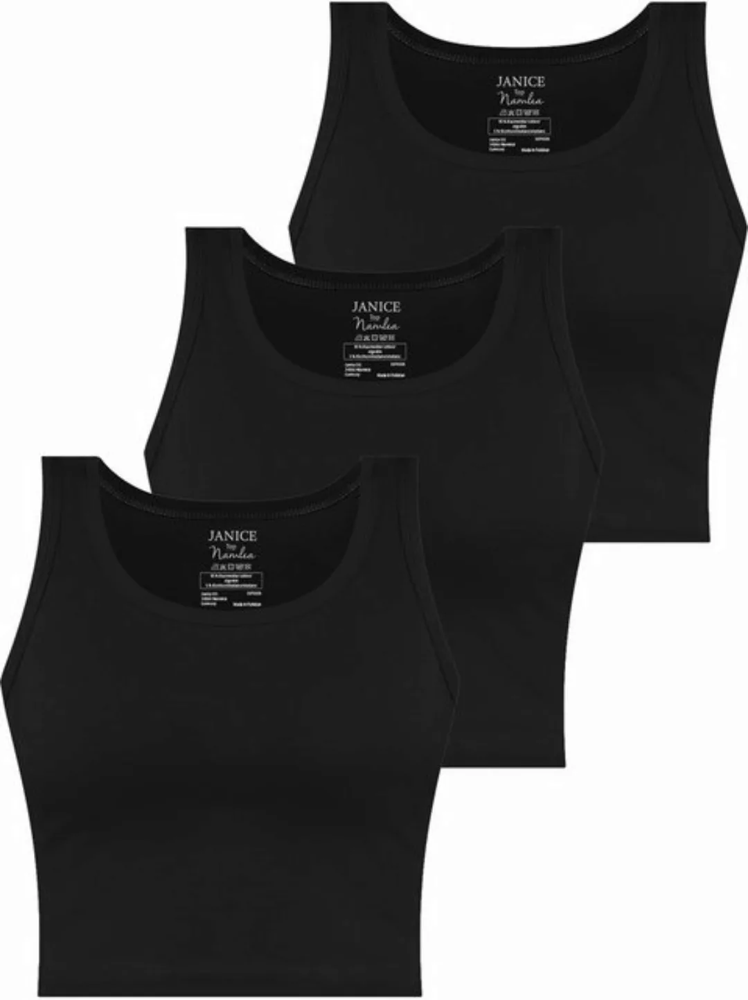 Janice Tanktop 3 x Damen crop Top Namlea Kurzes Tanktop aus Baumwolle günstig online kaufen