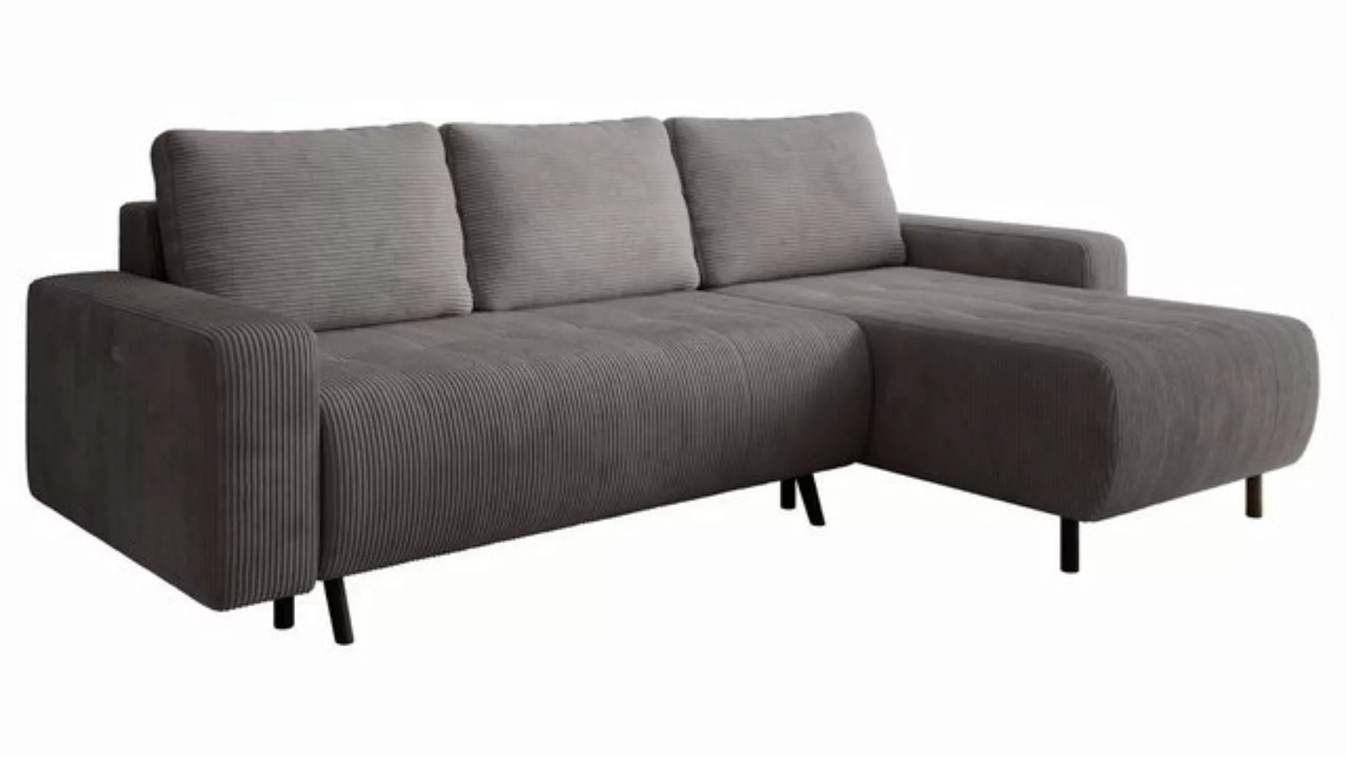 interbed Ecksofa IBIZA Cord Grau mit elektrischer Sitztiefenverstellung Sof günstig online kaufen