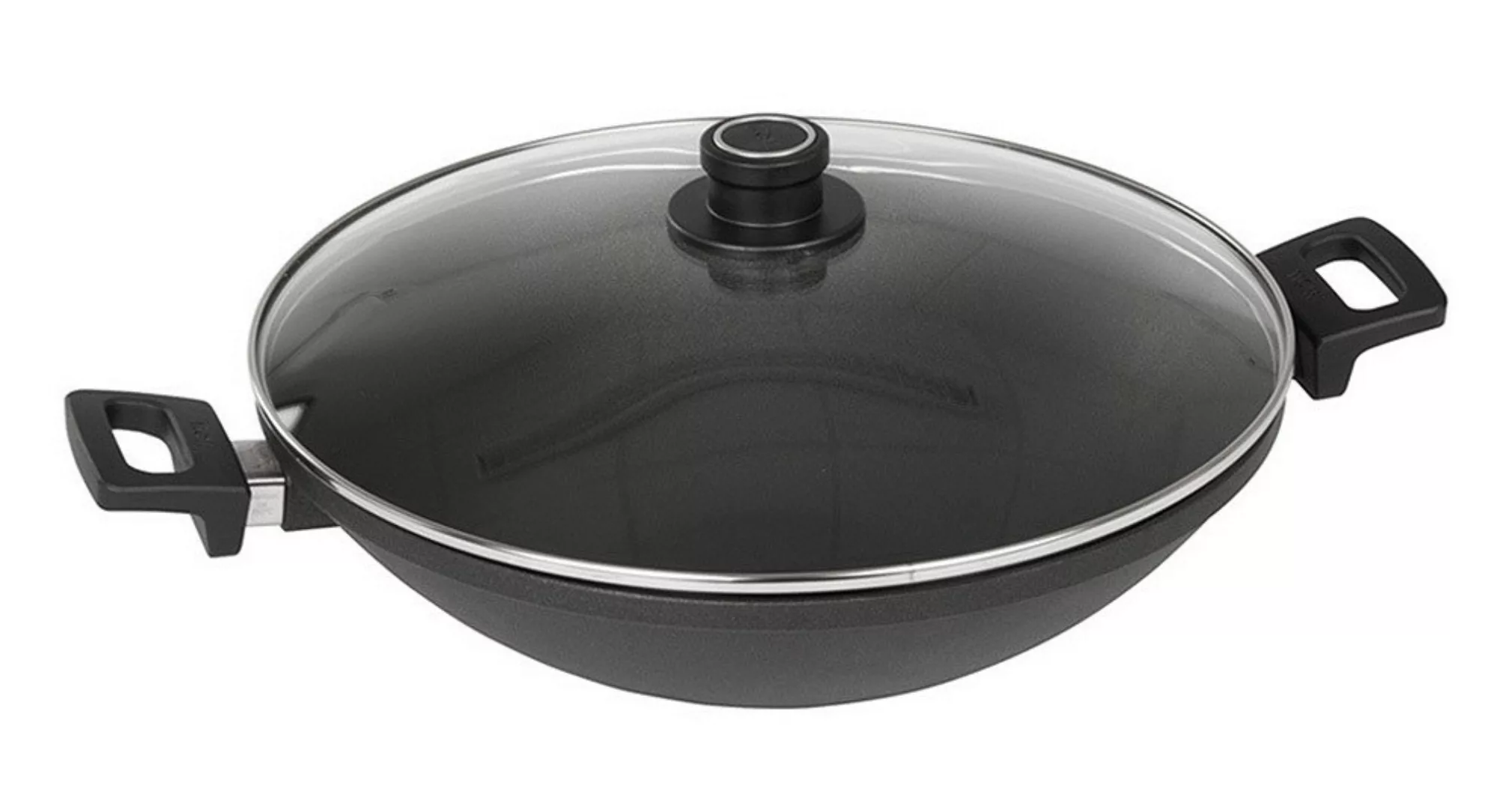 Woll Wok Nowo Titanium Induktion Aluguss Wok Glasdeckel 2 Griffe Ø 32 cm günstig online kaufen